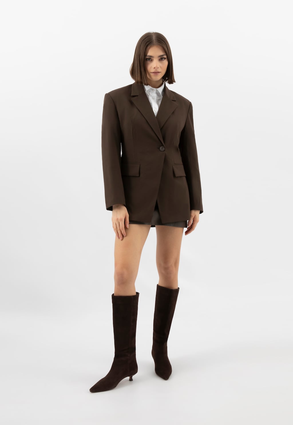 Brązowe czekoladowe kozaki damskie na niskim obcasie 71119-62 Widok 1