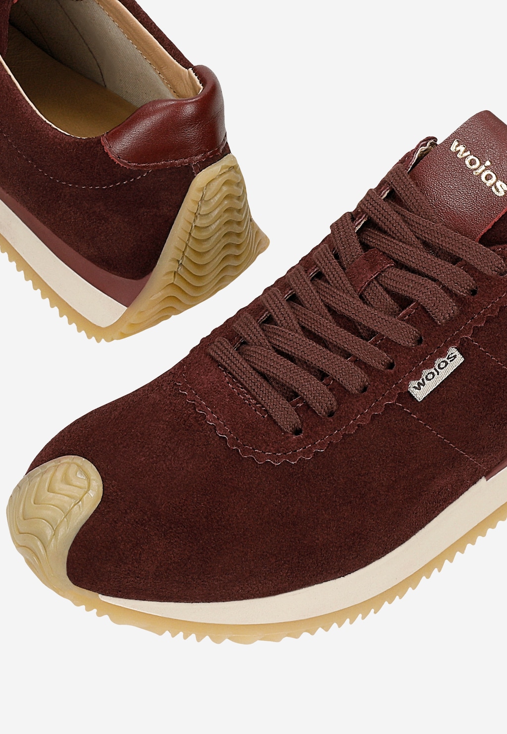 Bordové dámské tenisky z velurové štípané kůže 46368-75 Widok 7