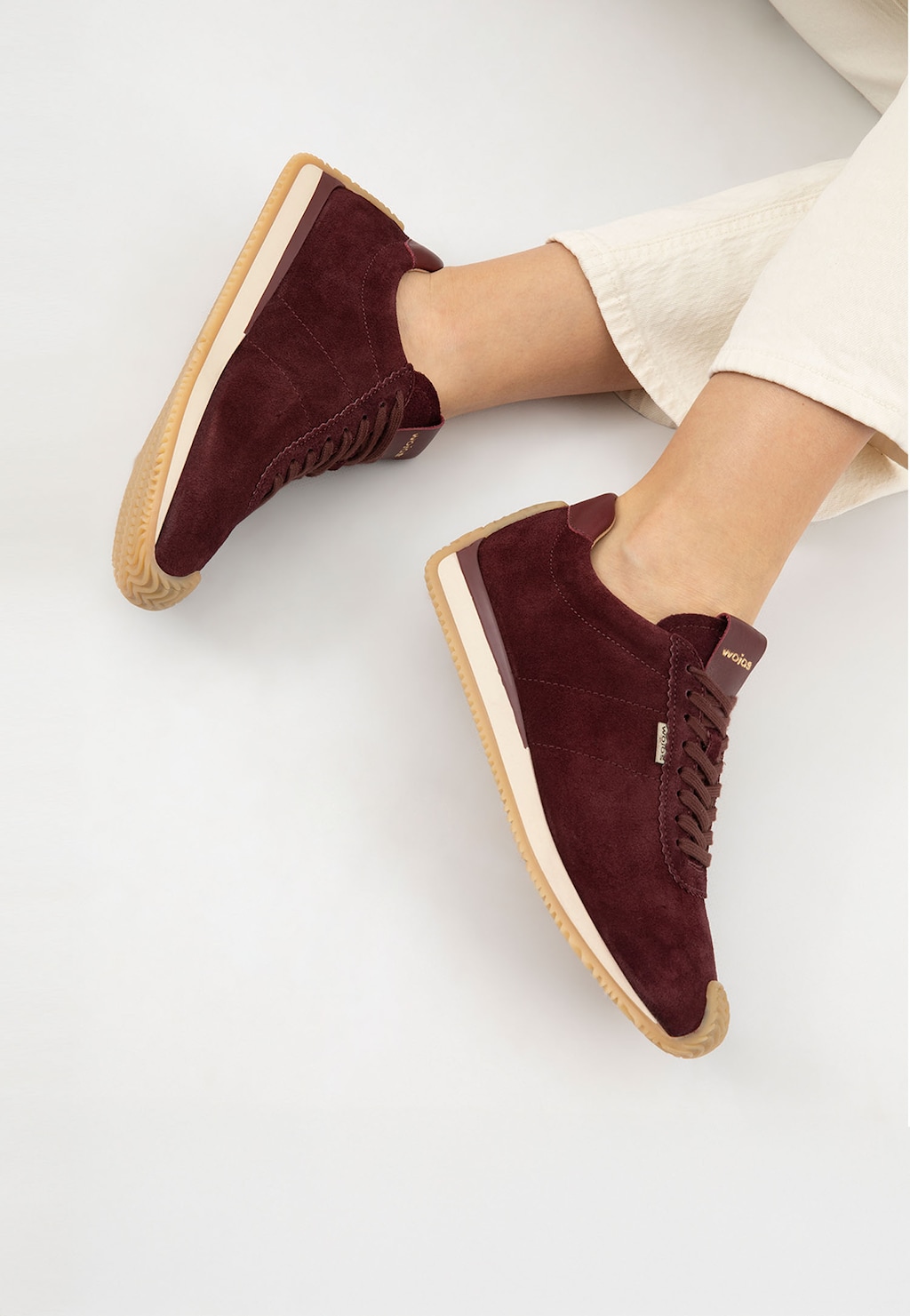 Bordové dámské tenisky z velurové štípané kůže 46368-75 Widok 8