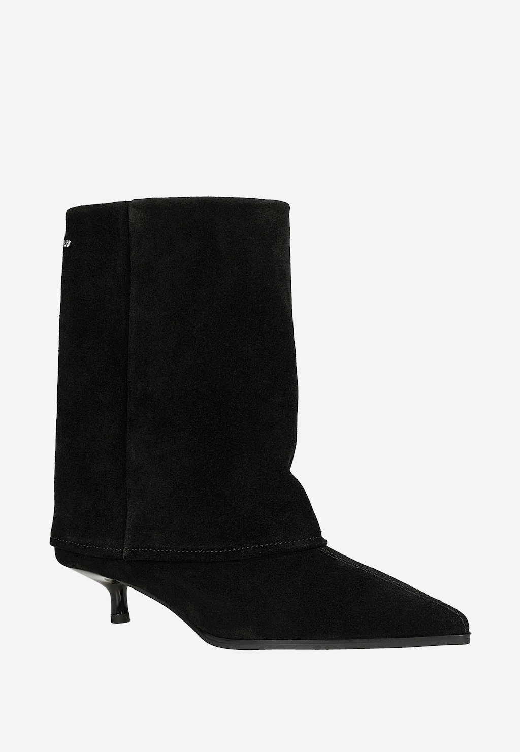 Czarne botki damskie z dwoiny welurowej 55345-61 Widok 3