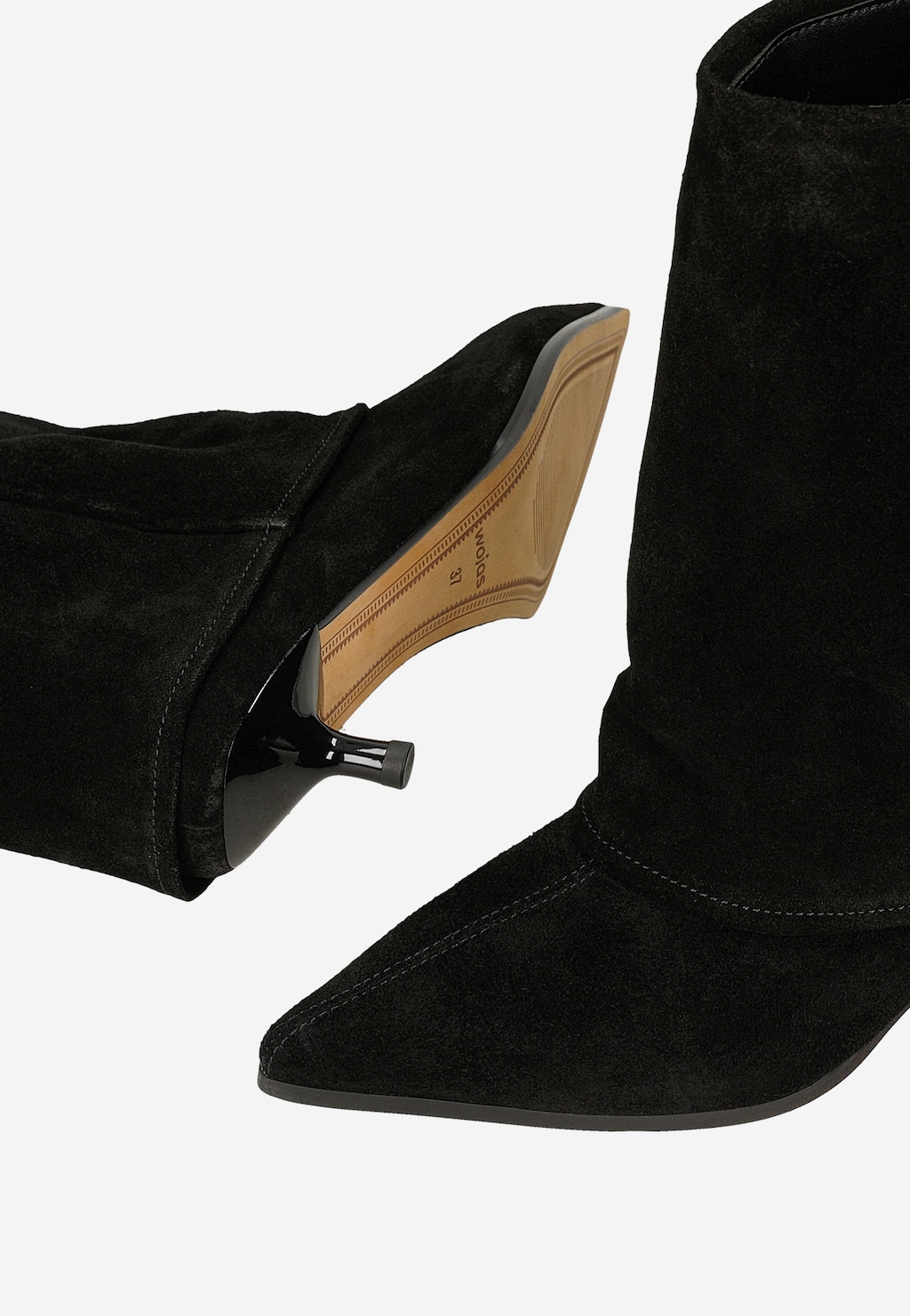 Czarne botki damskie z dwoiny welurowej 55345-61 Widok 7