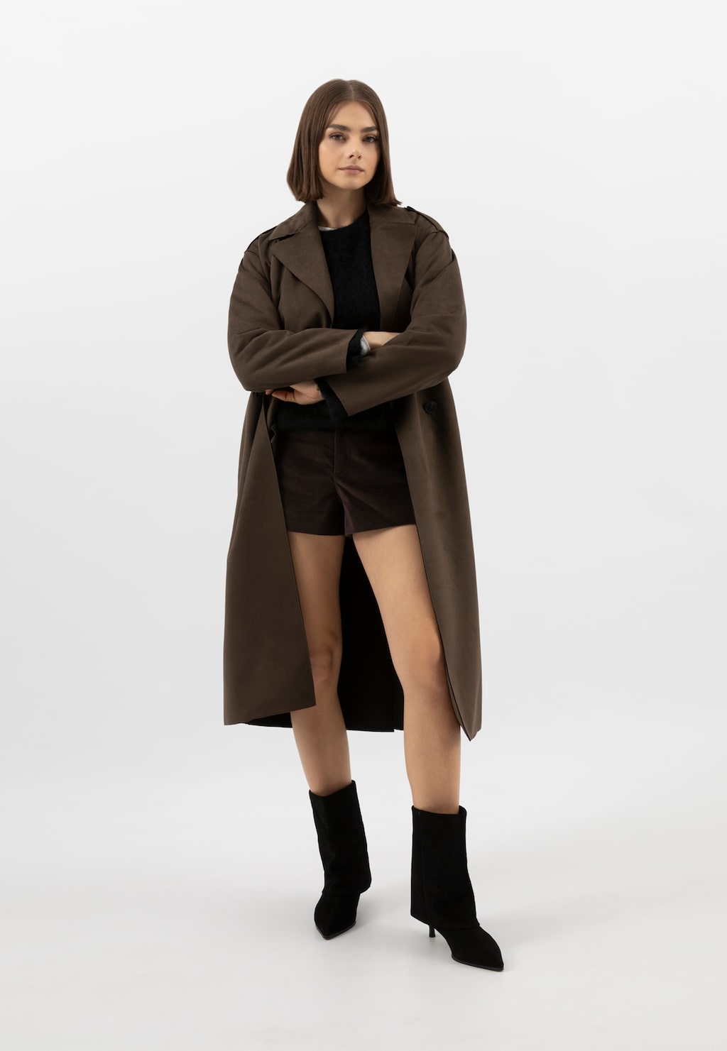 Czarne botki damskie z dwoiny welurowej 55345-61 Widok 9