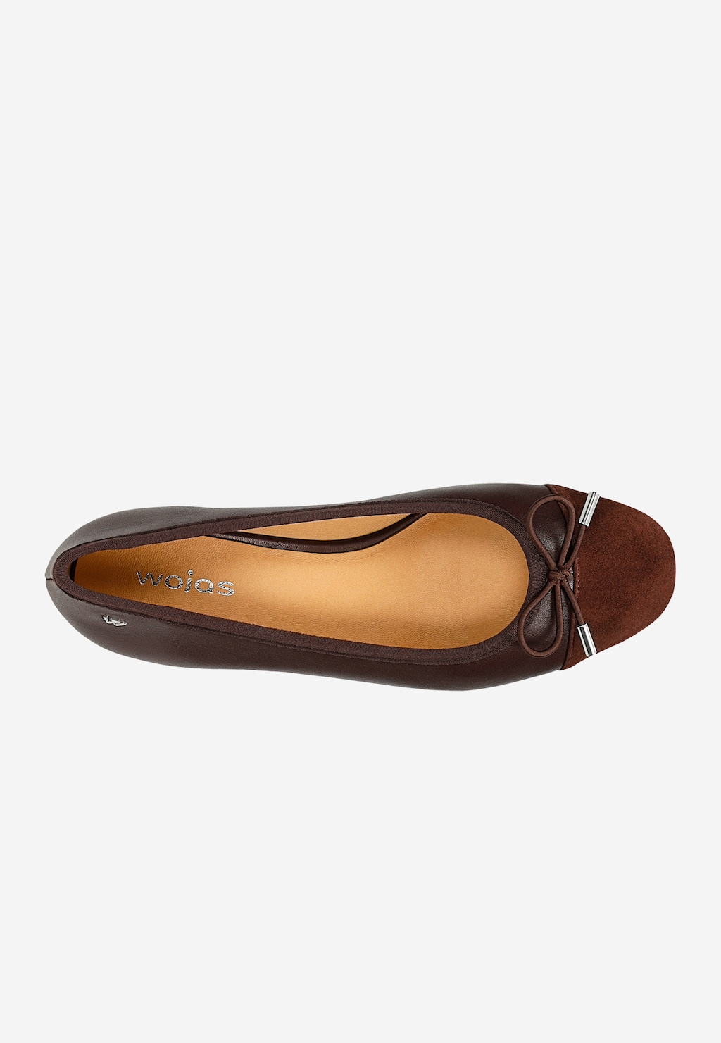 Bordowe baleriny na obcasie z kontrastowym noskiem z zamszu 44065-75 Widok 5