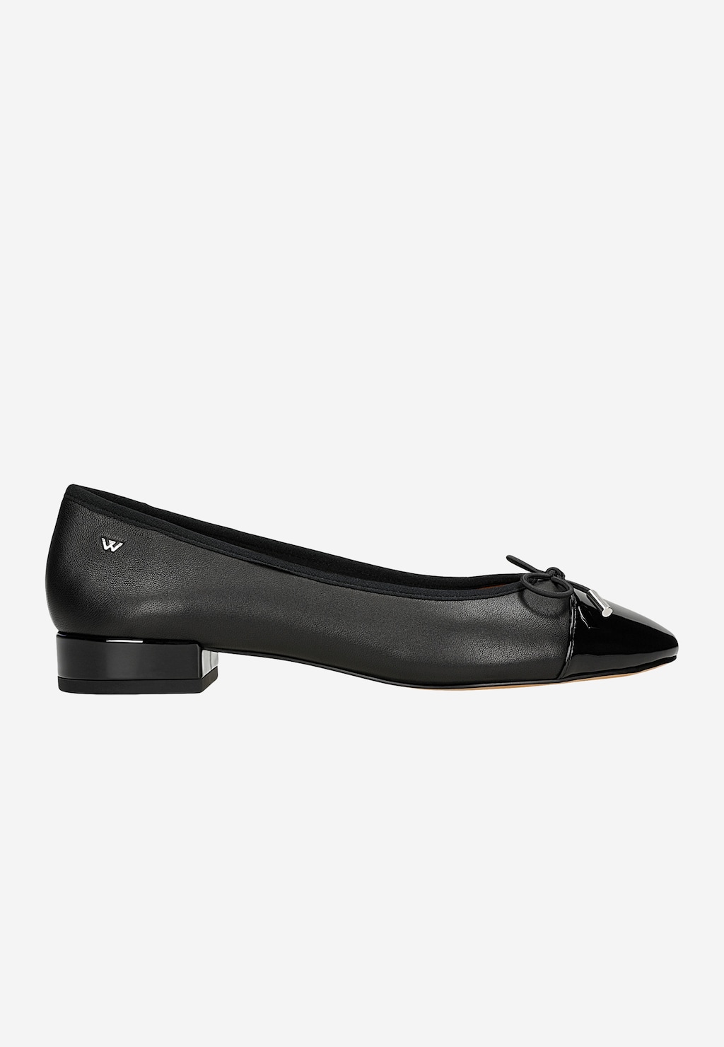 Eleganckie baleriny na obcasie z błyszczącym noskiem 44065-71 Widok 2