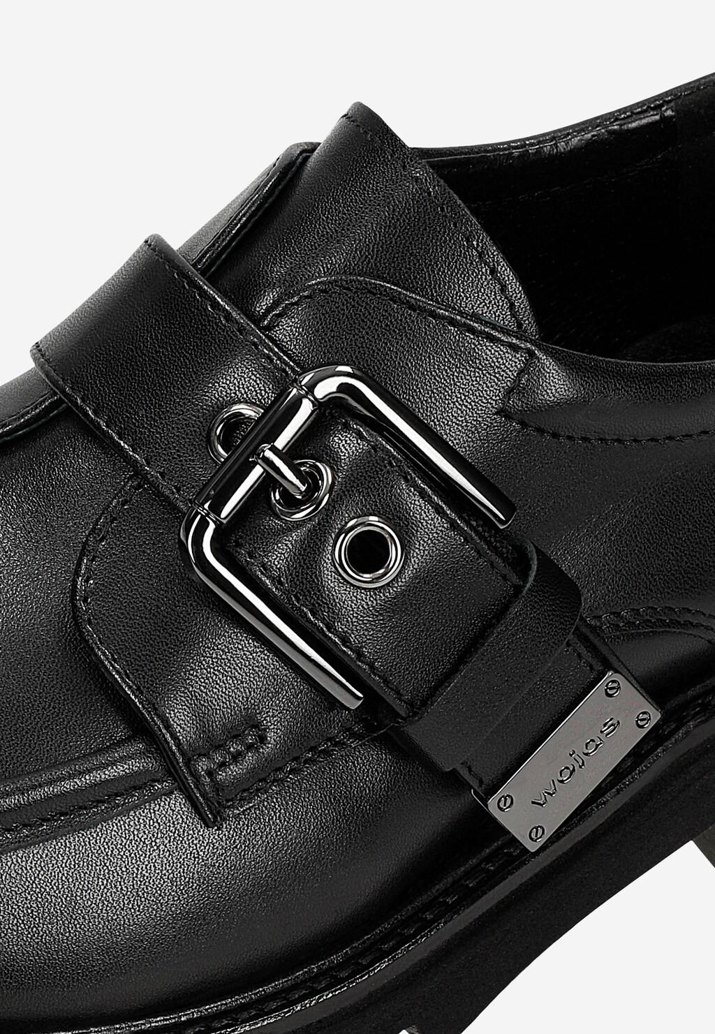 Čierne kožené monky s jednou prackou 46350-50 Widok 7