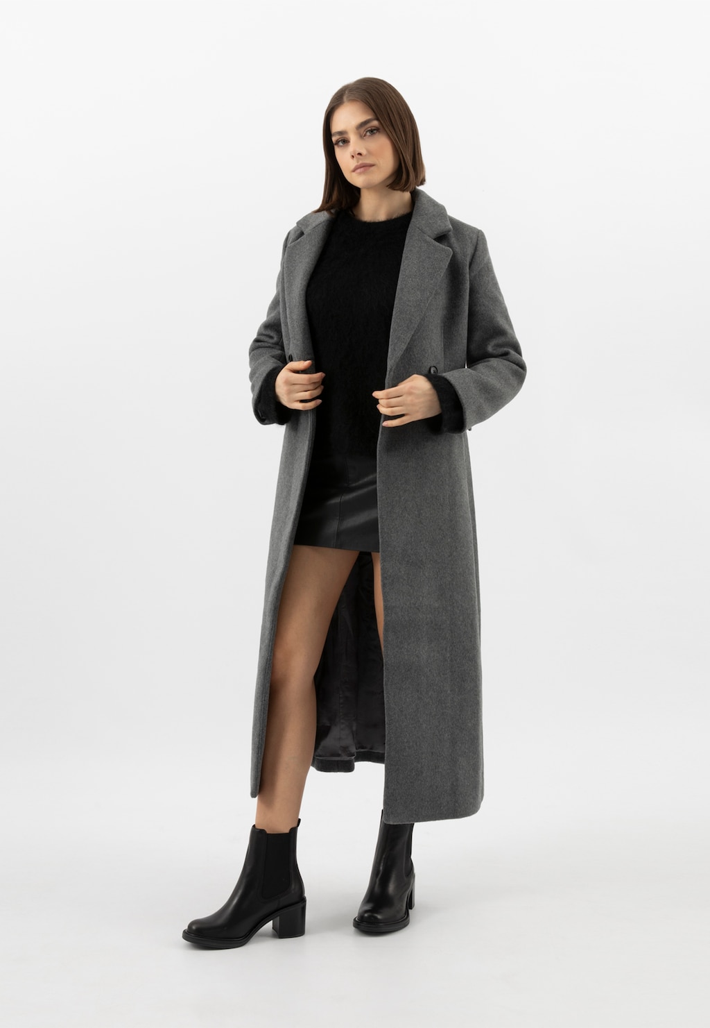 Czarne sztyblety damskie ze skóry licowej 55320-51 Widok 1