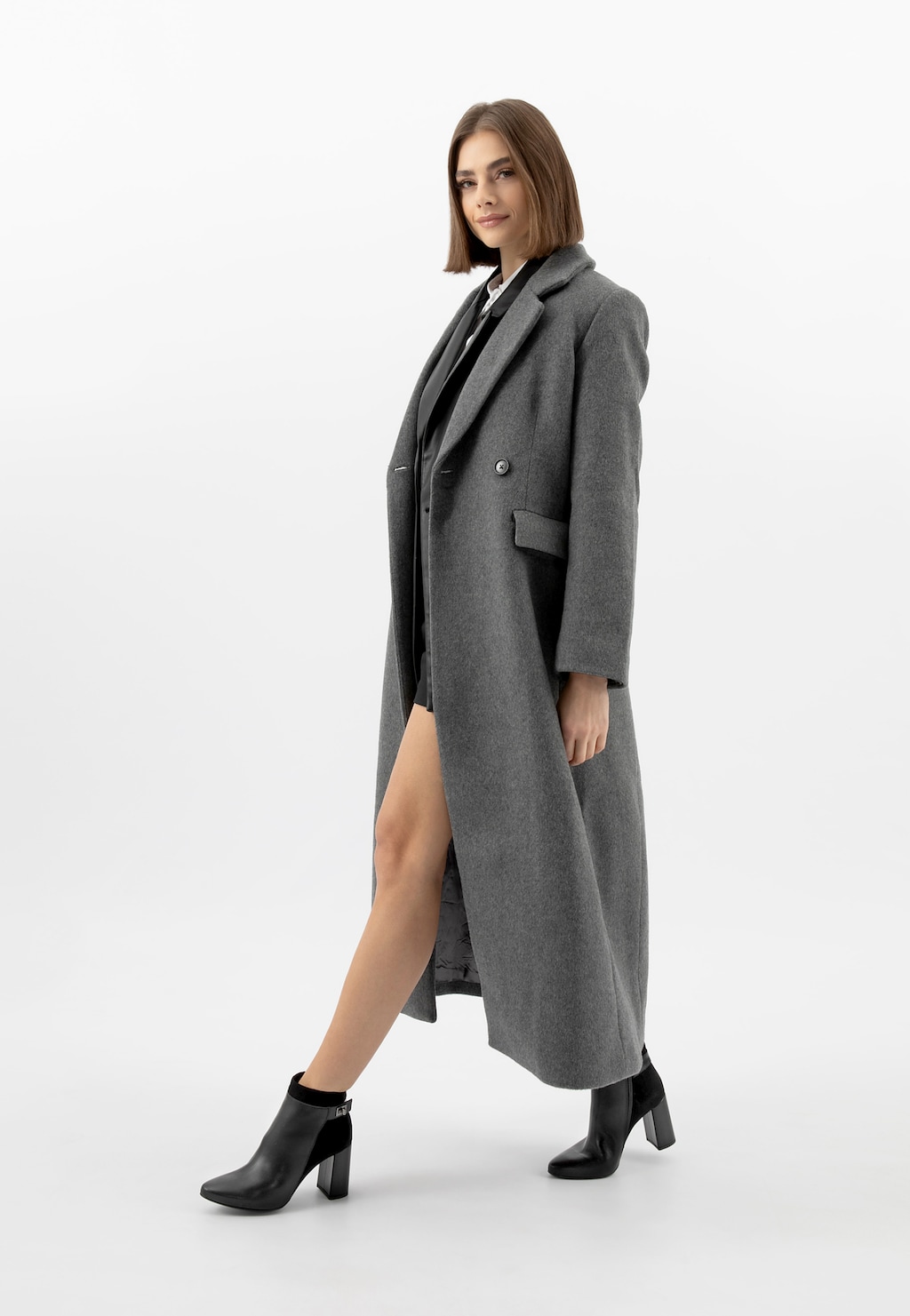 Eleganckie ocieplane botki na słupku 55361-71 Widok 1