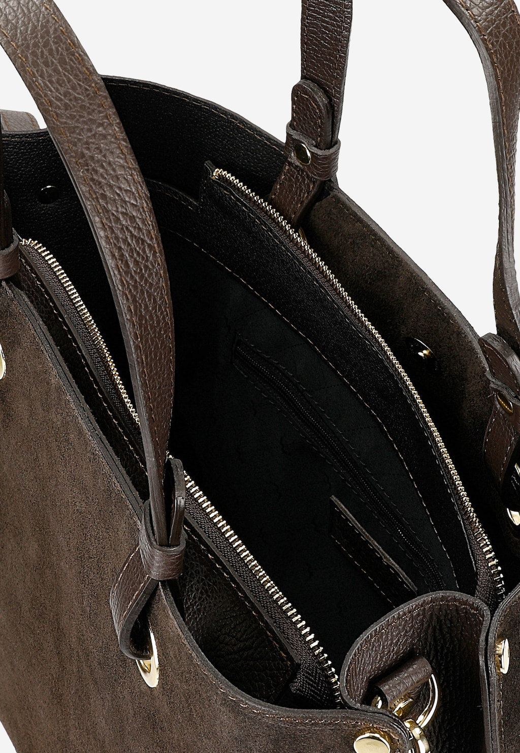 Veľká tmavohnedá dámska kabelka z velúrovej useňoviny 80427-72 Widok 6