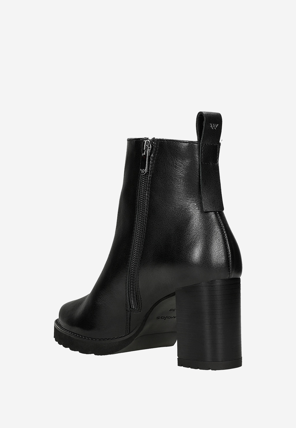 Czarne skórzane botki na słupku 55333-51 Widok 4