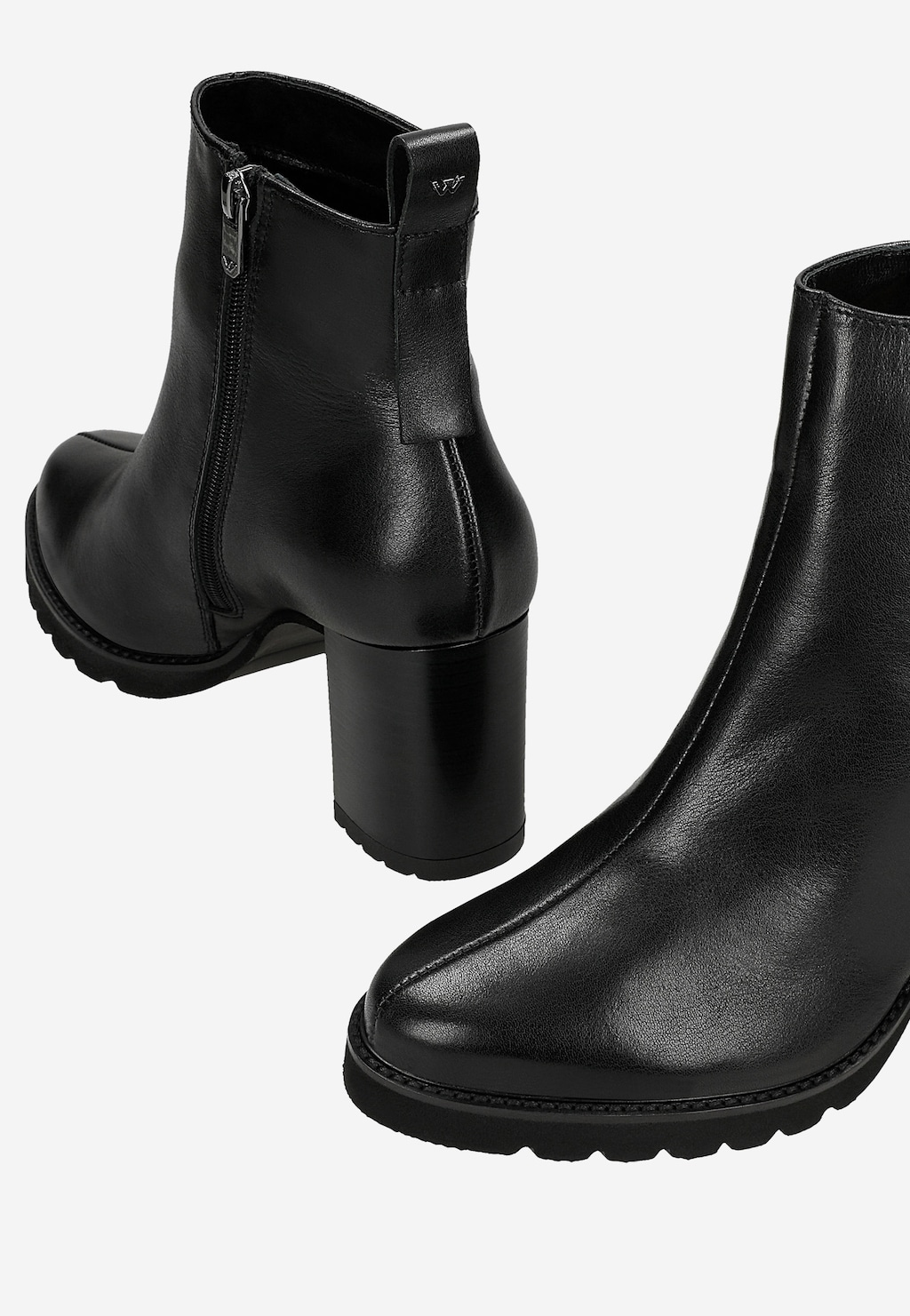 Czarne skórzane botki na słupku 55333-51 Widok 7
