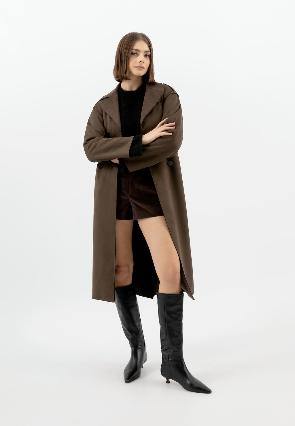 Čierne kožené čižmy dámske na nízkom podpätku 71119-51 Widok 8