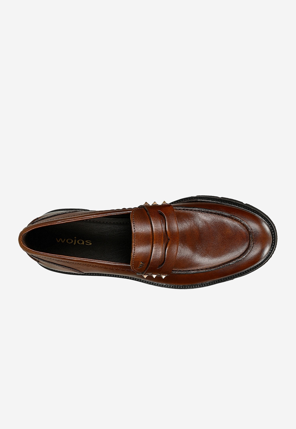 Brązowe skórzane mokasyny damskie z ozdobnymi ćwiekami 46369-52 Widok 5