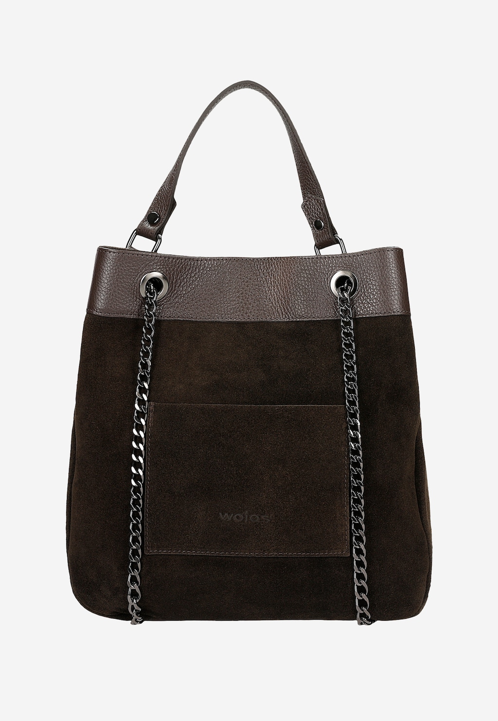 Velká tmavě hnědá dámská kabelka z kombinované kůže 8901-72 Widok 2