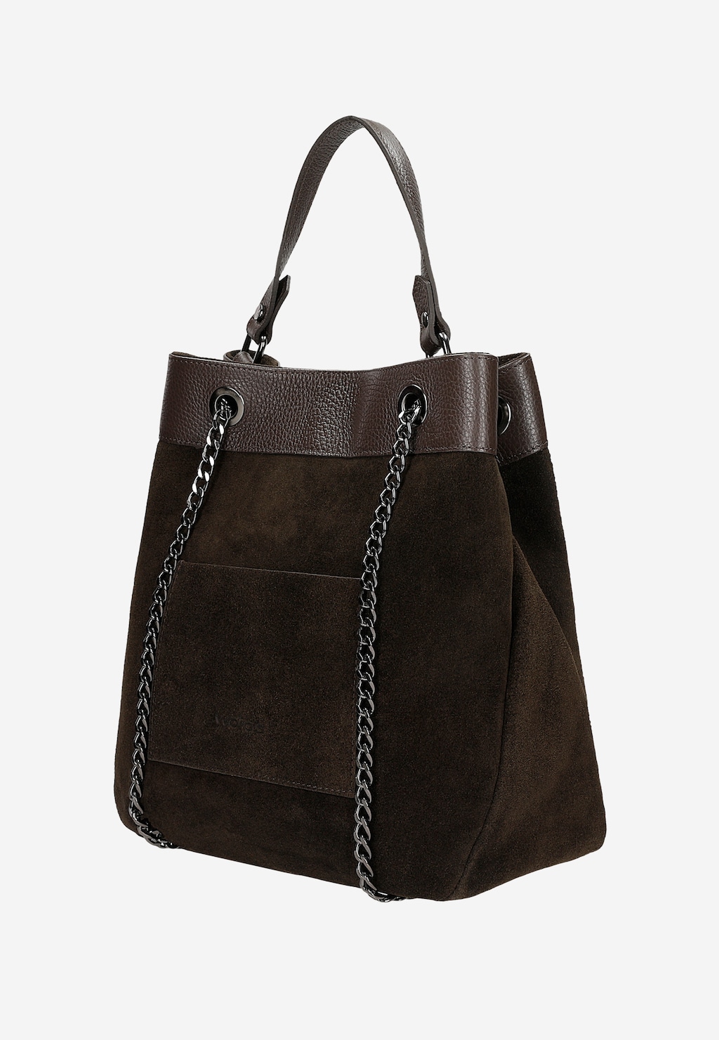 Velká tmavě hnědá dámská kabelka z kombinované kůže 8901-72 Widok 3