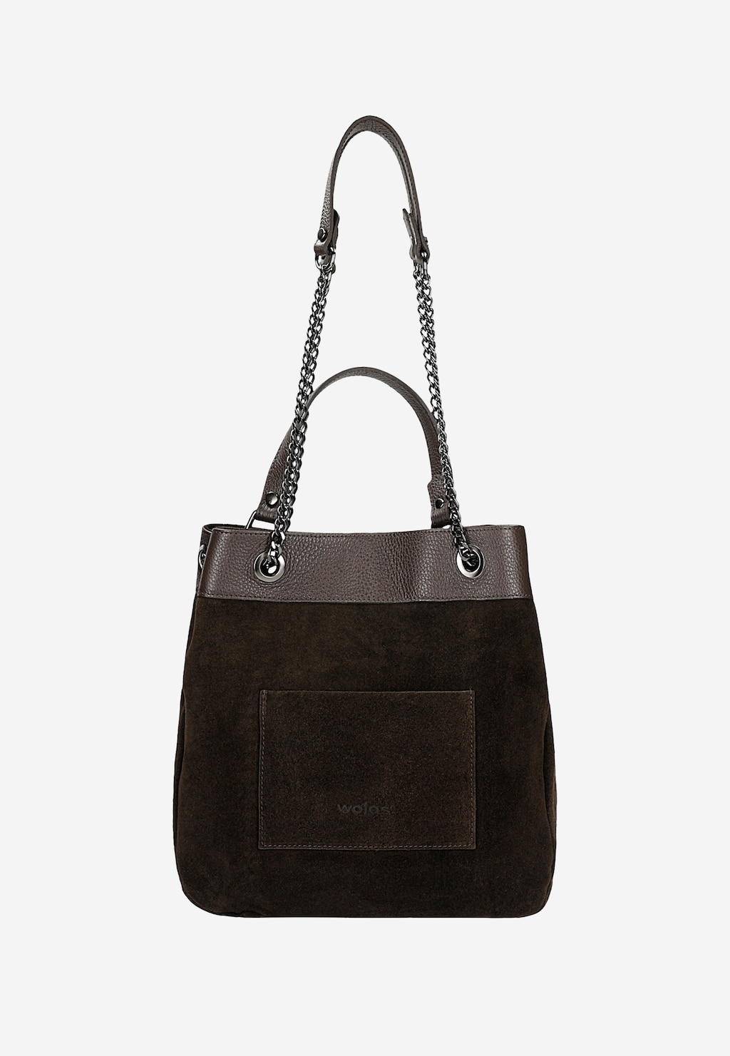 Velká tmavě hnědá dámská kabelka z kombinované kůže 8901-72 Widok 5