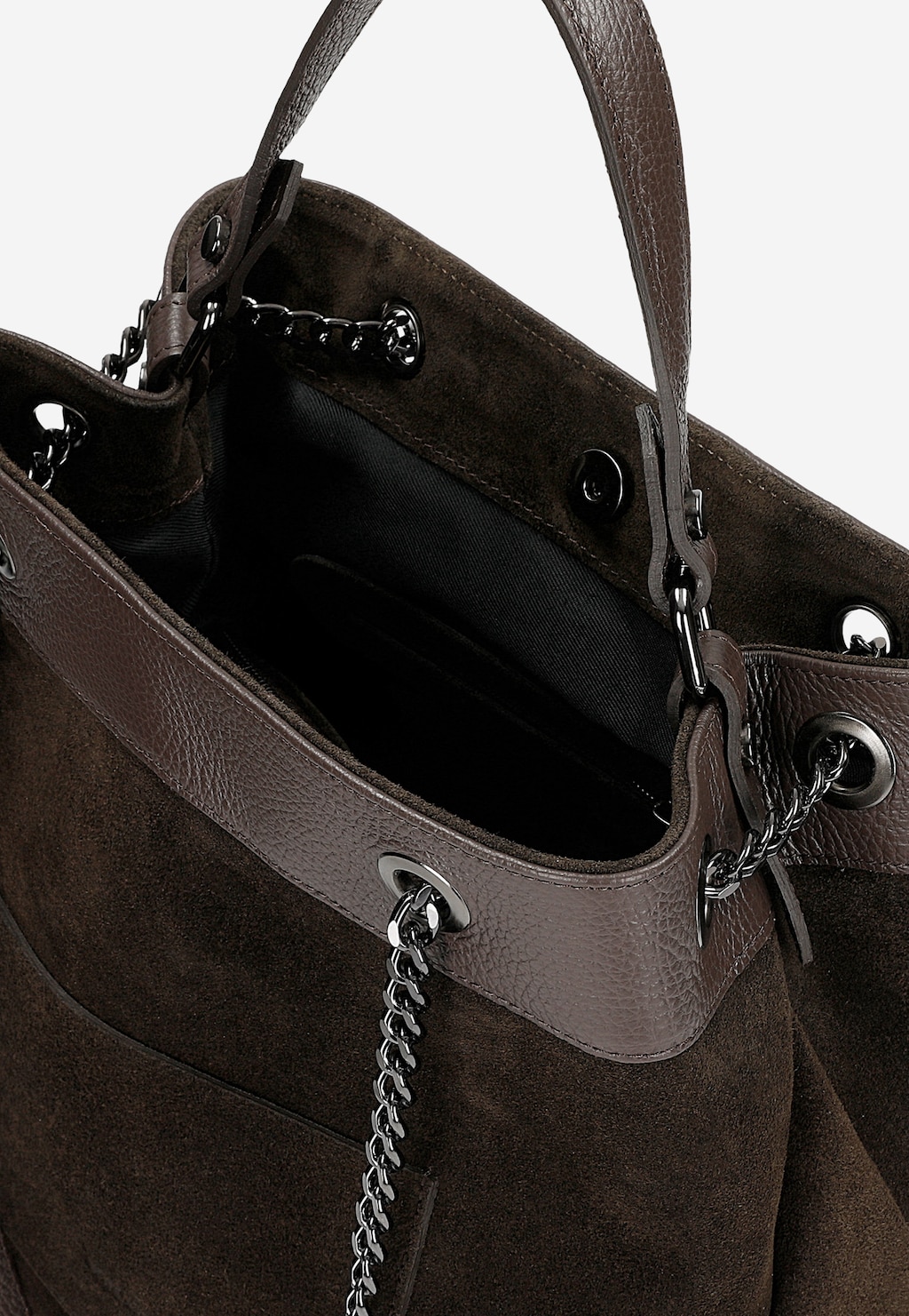 Velká tmavě hnědá dámská kabelka z kombinované kůže 8901-72 Widok 6
