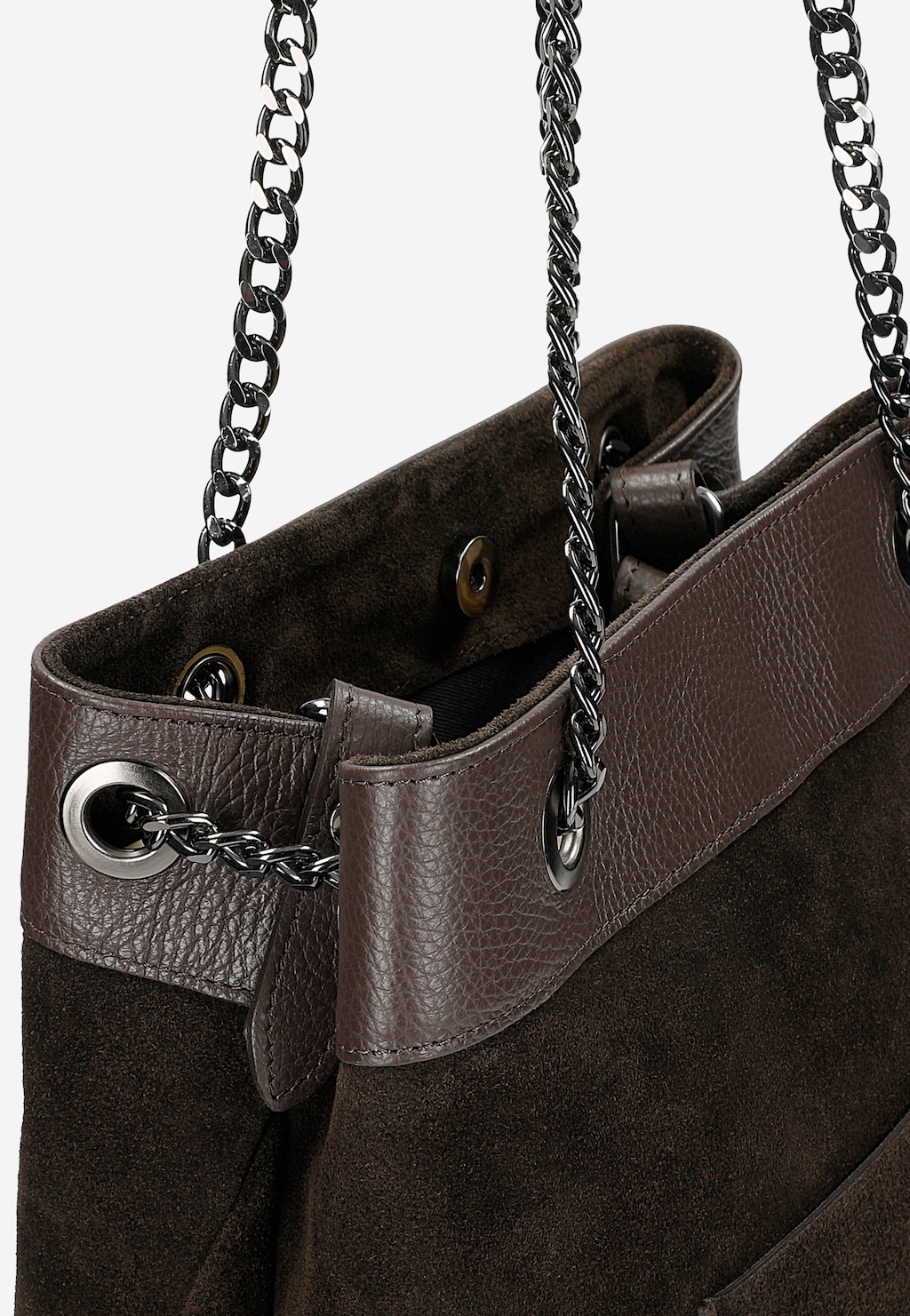 Velká tmavě hnědá dámská kabelka z kombinované kůže 8901-72 Widok 7