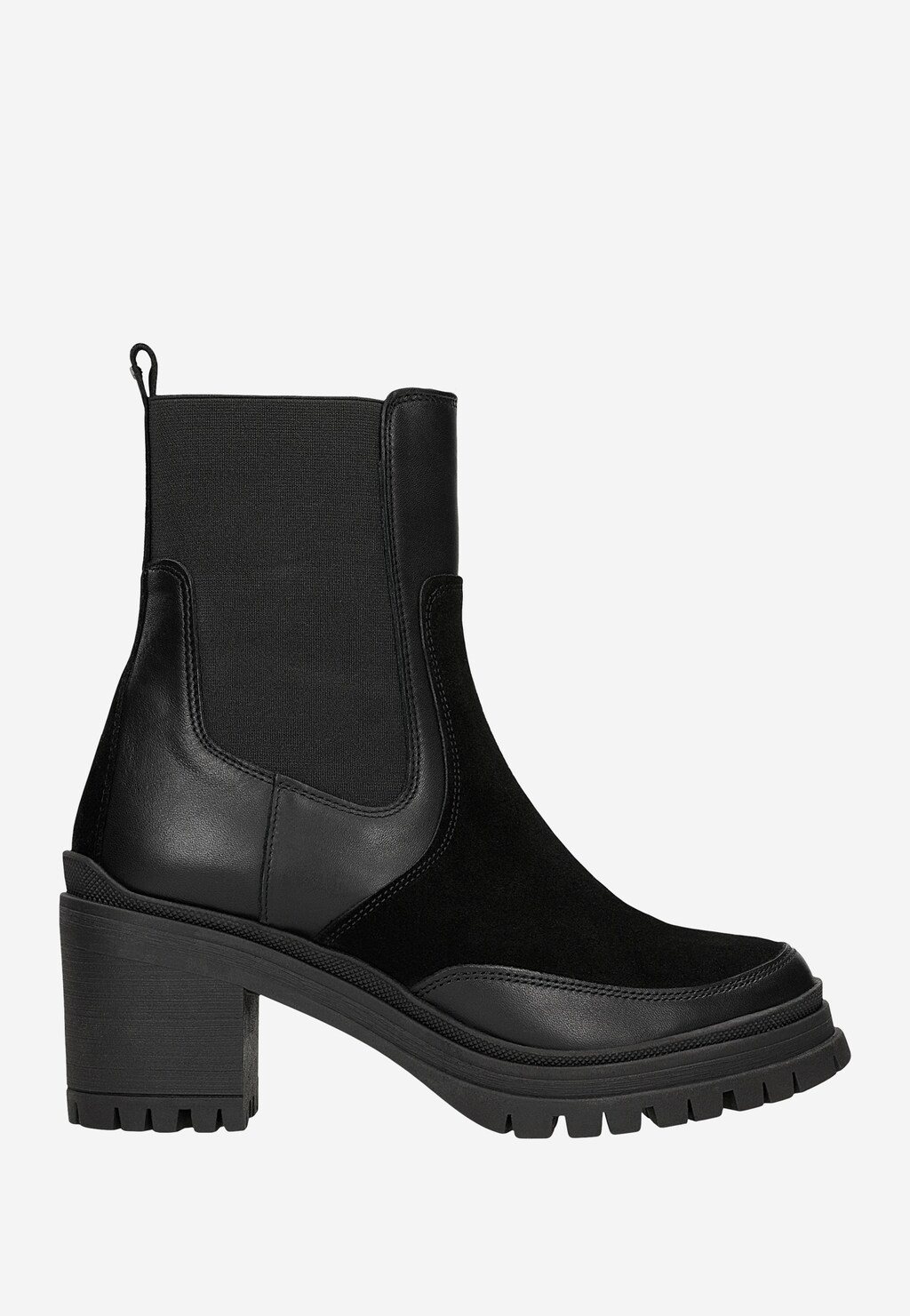 Czarne botki damskie z łączonych skór 55372-71 Widok 2