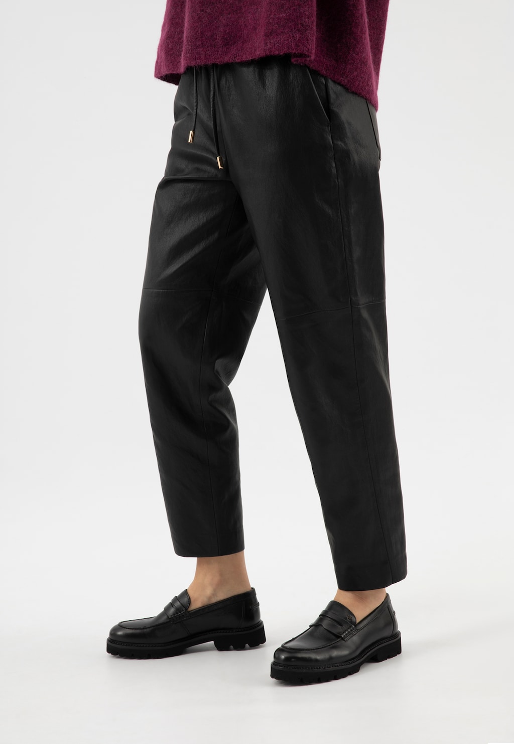 Czarne botki damskie z łączonych skór 55372-71 Widok 8