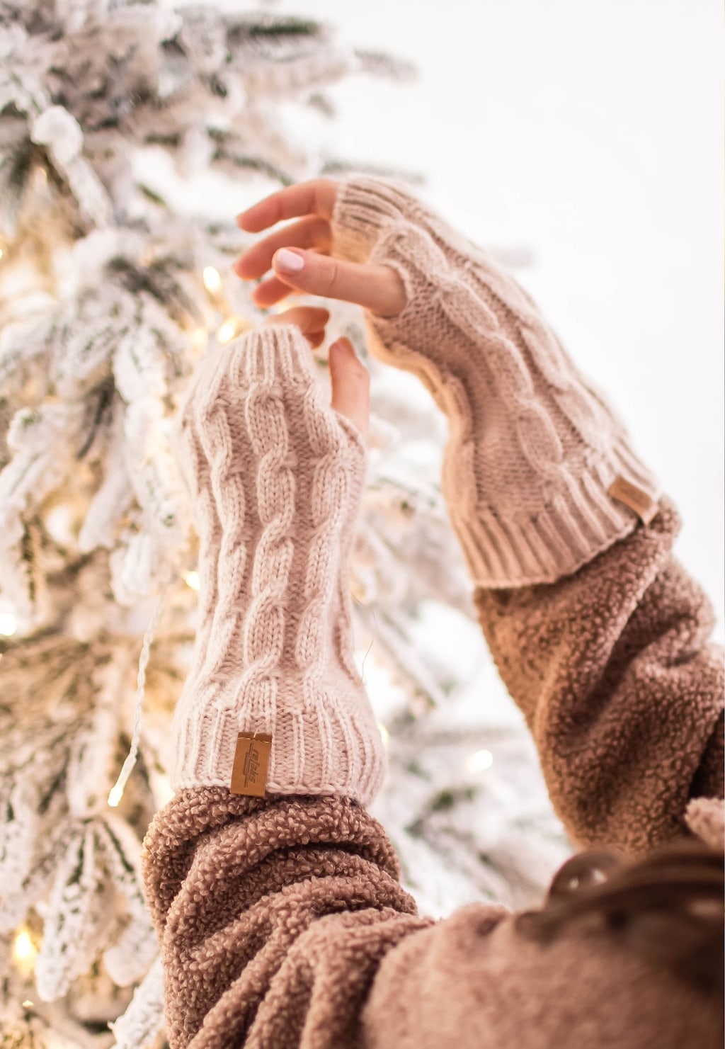 RELAKS béžové rukavice bez prstů z merino vlny R95005-84 Widok 1