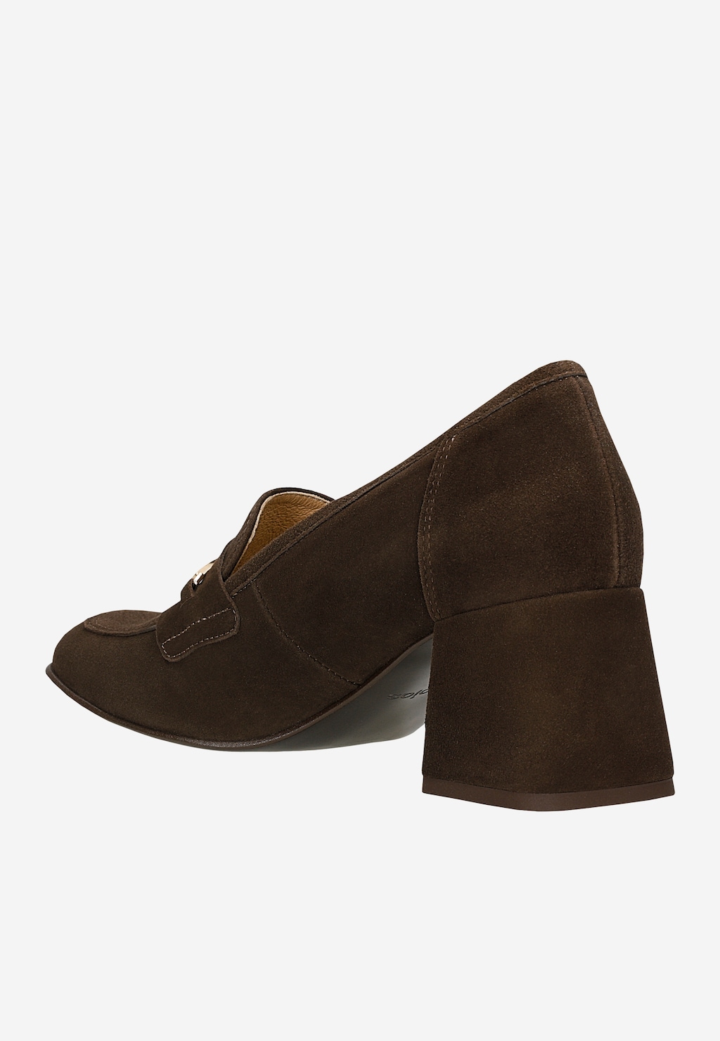 Czekoladowe półbuty na wysokim słupku 46387-62 Widok 3