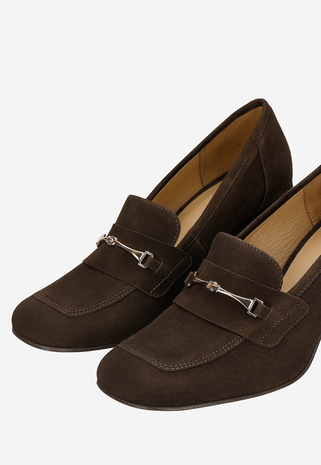 Czekoladowe półbuty na wysokim słupku 46387-62 Widok 6