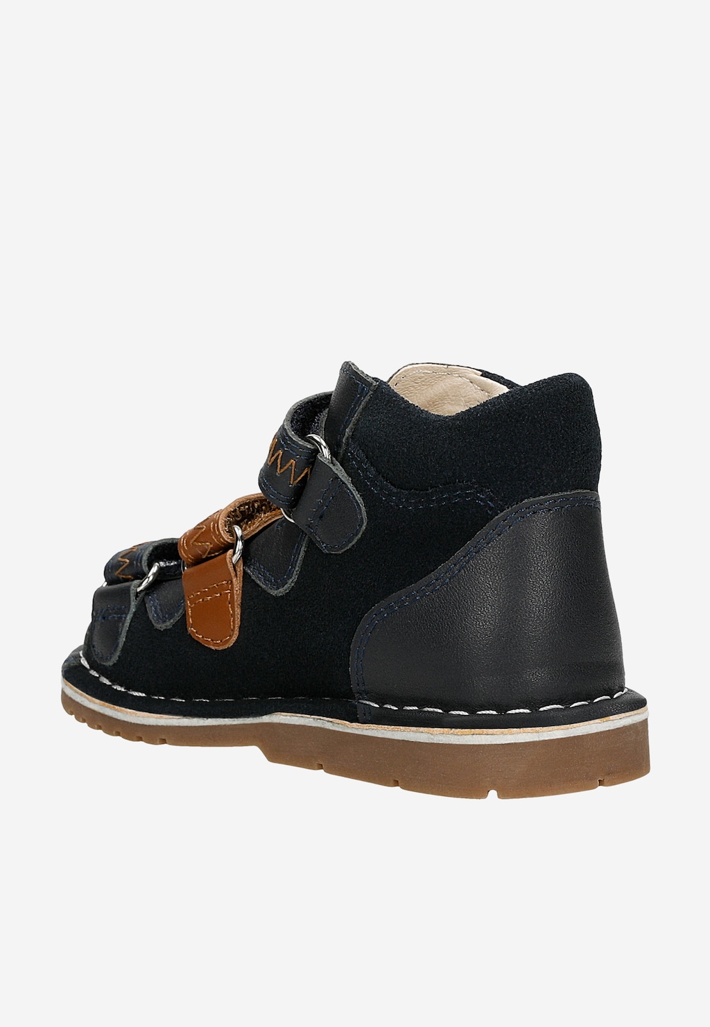 Granatowo-brązowe sandały profilaktyczne z obcasem Thomasa BARTEK 89200-62 Widok 3