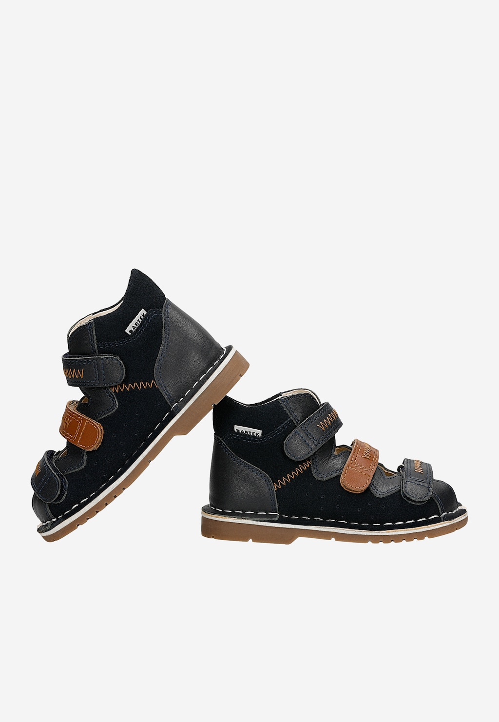 Granatowo-brązowe sandały profilaktyczne z obcasem Thomasa BARTEK 89200-62 Widok 6