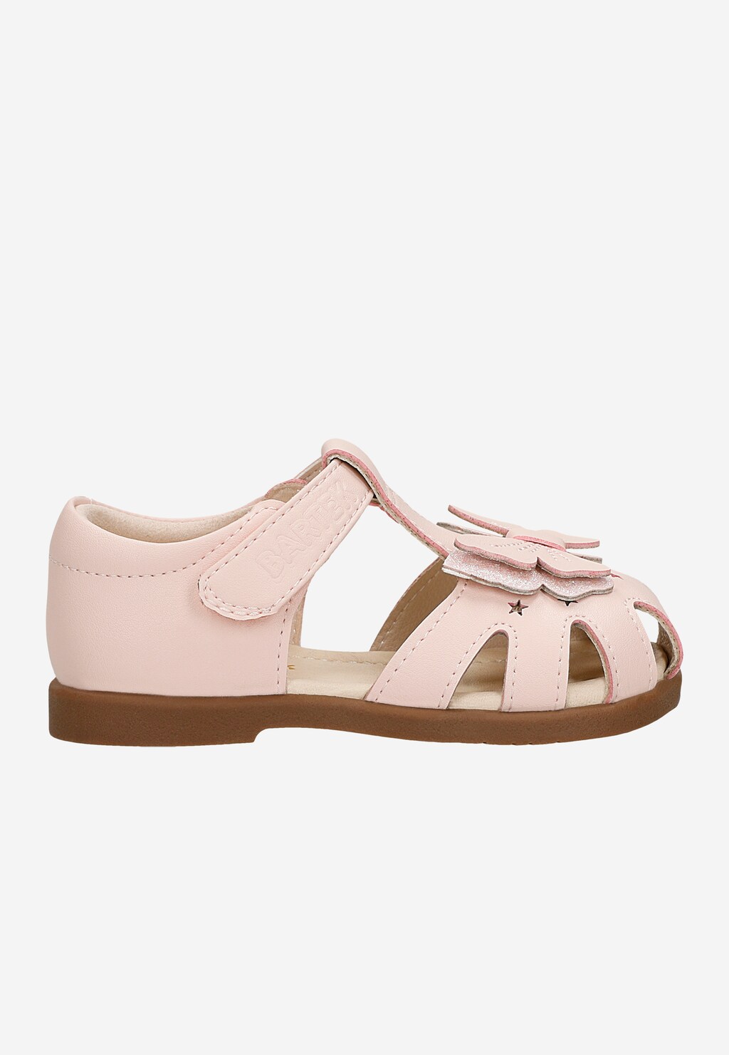 Różowe wizytowe sandały dziewczęce z motylkiem Widok 1