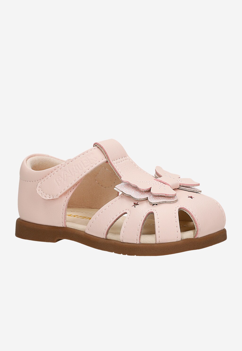 Różowe wizytowe sandały dziewczęce z motylkiem Widok 2