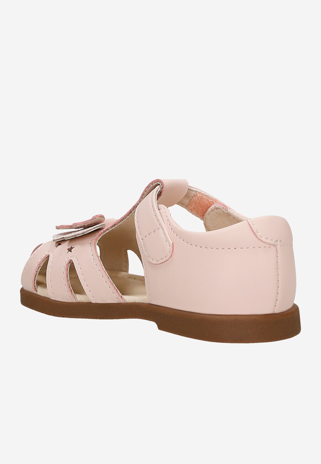 Różowe wizytowe sandały dziewczęce z motylkiem Widok 3