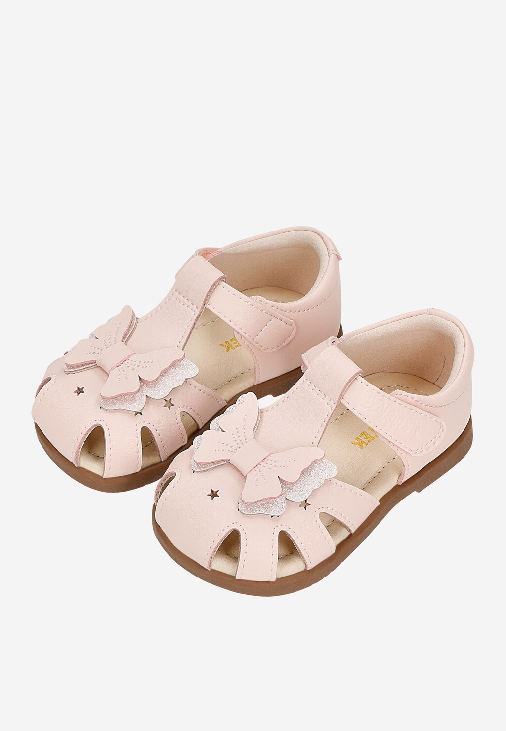 Różowe wizytowe sandały dziewczęce z motylkiem Widok 7