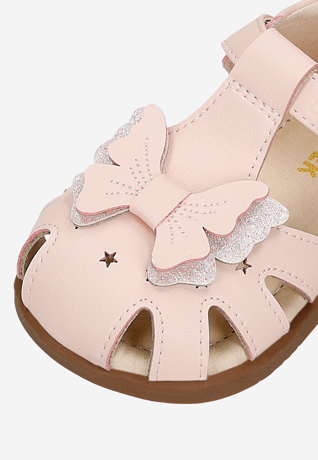 Różowe wizytowe sandały dziewczęce z motylkiem Widok 8
