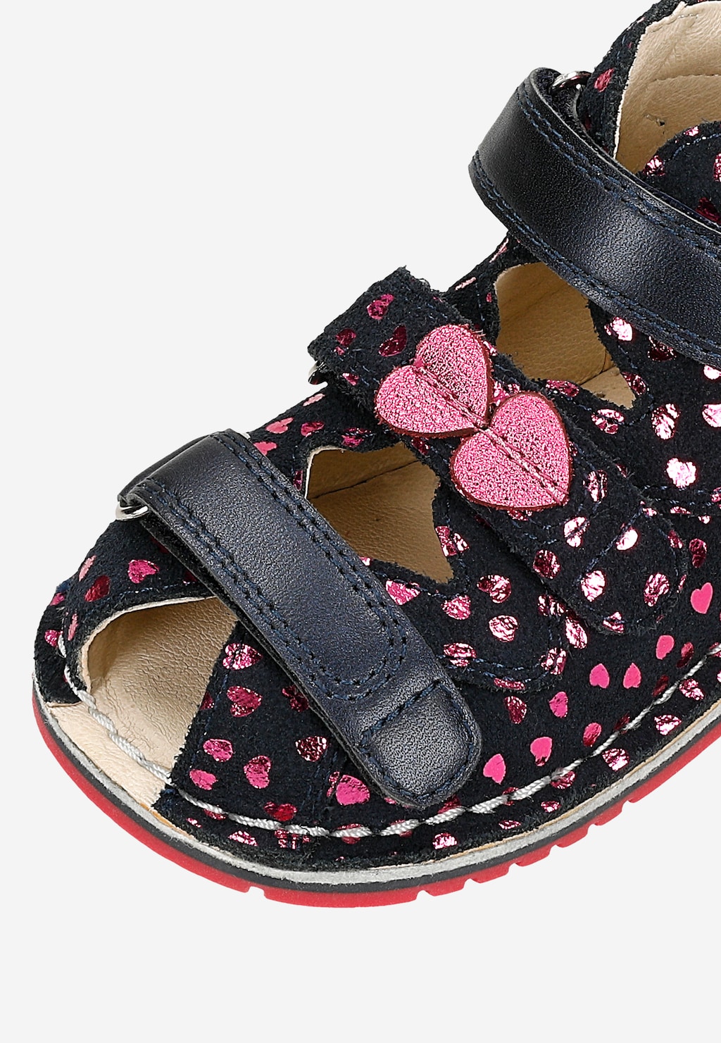 Granatowe sandały profilaktyczne z błyszczącymi serduszkami, obcas Thomasa BARTEK 85500-76 Widok 8