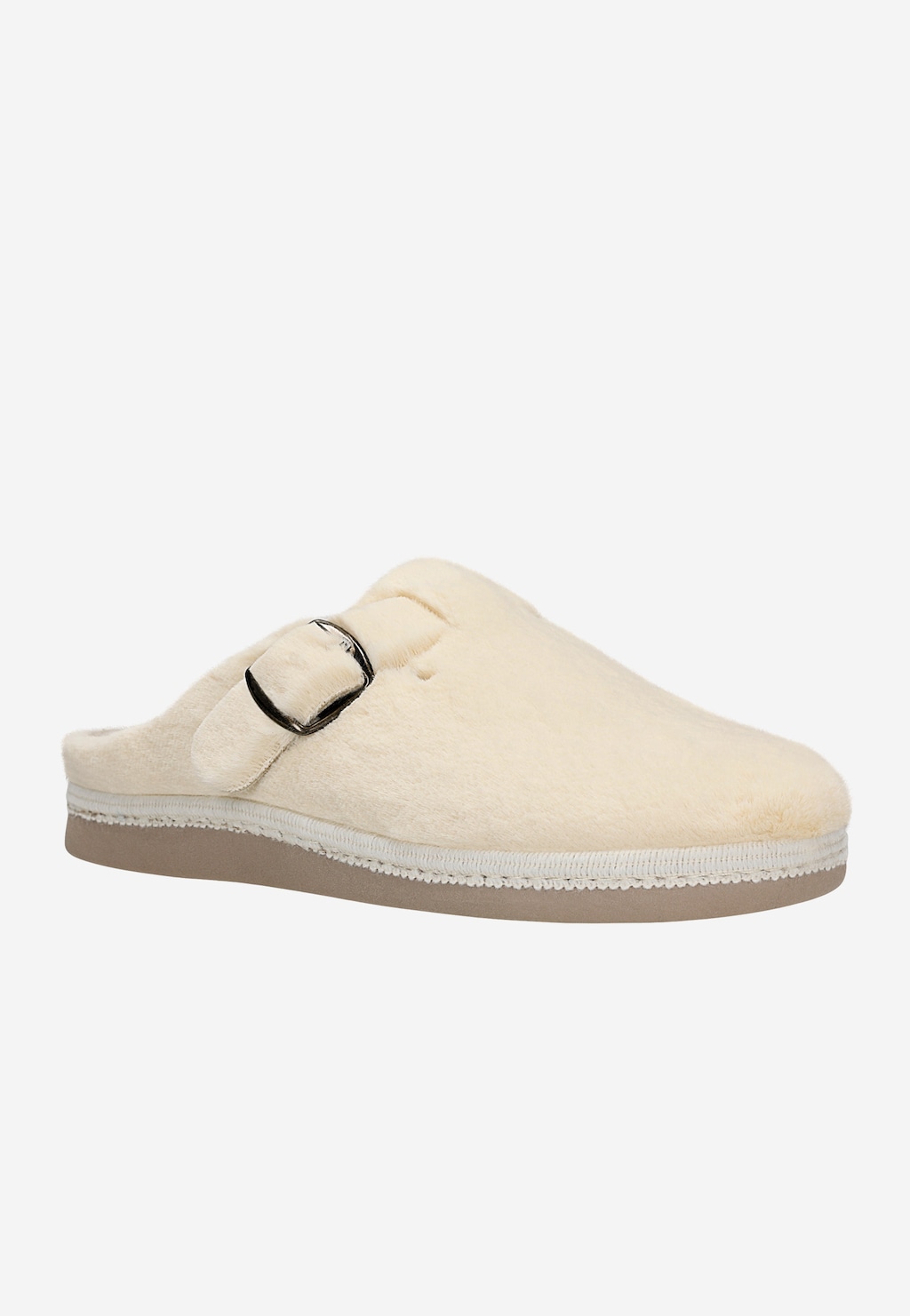 Beżowe pantofle damskie RELAKS z miękkiego syntetycznego futerka R3401214 Widok 3