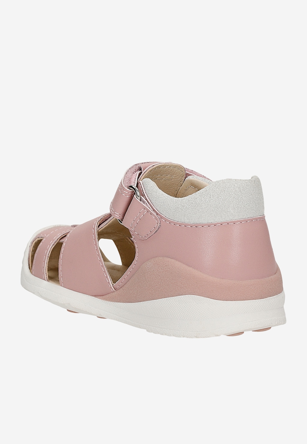 Sandały zabudowane dziewczęce z dwoiny foliowanej z aplikacją w kwiatki BARTEK 84418-55 Widok 3