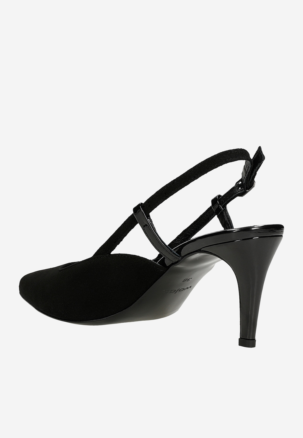 Czarne czółenka z odkrytą piętą 35192-71 Widok 3