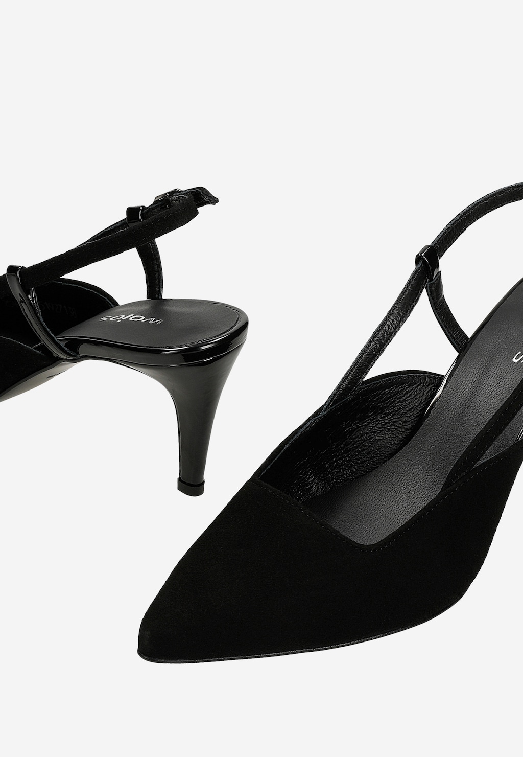 Czarne czółenka z odkrytą piętą 35192-71 Widok 7