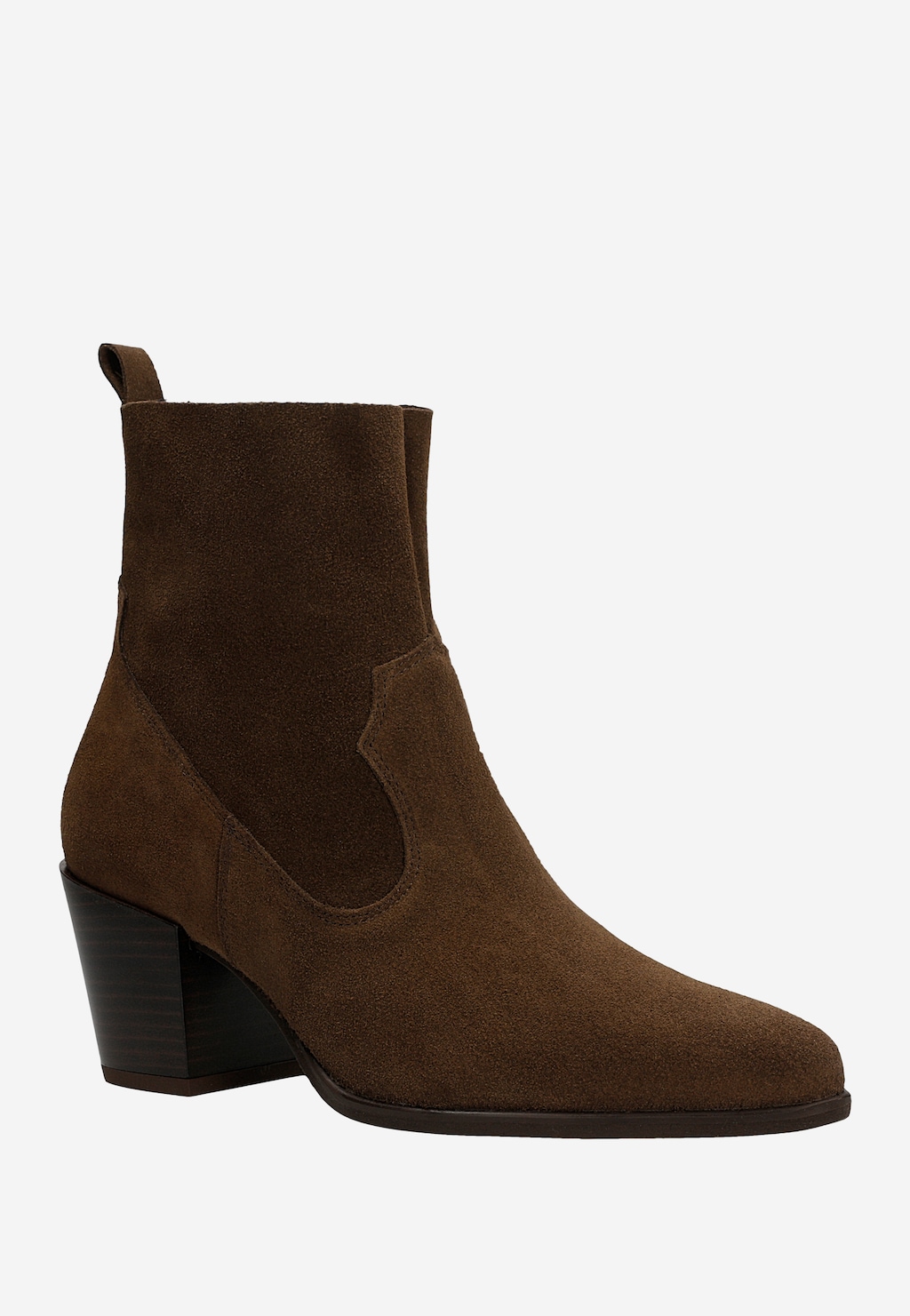 Niskie kowbojki czekoladowe z dwoiny welurowej 55148-62 Widok 2