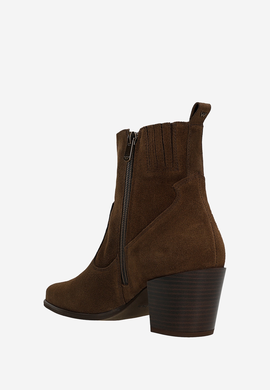 Niskie kowbojki czekoladowe z dwoiny welurowej 55148-62 Widok 3