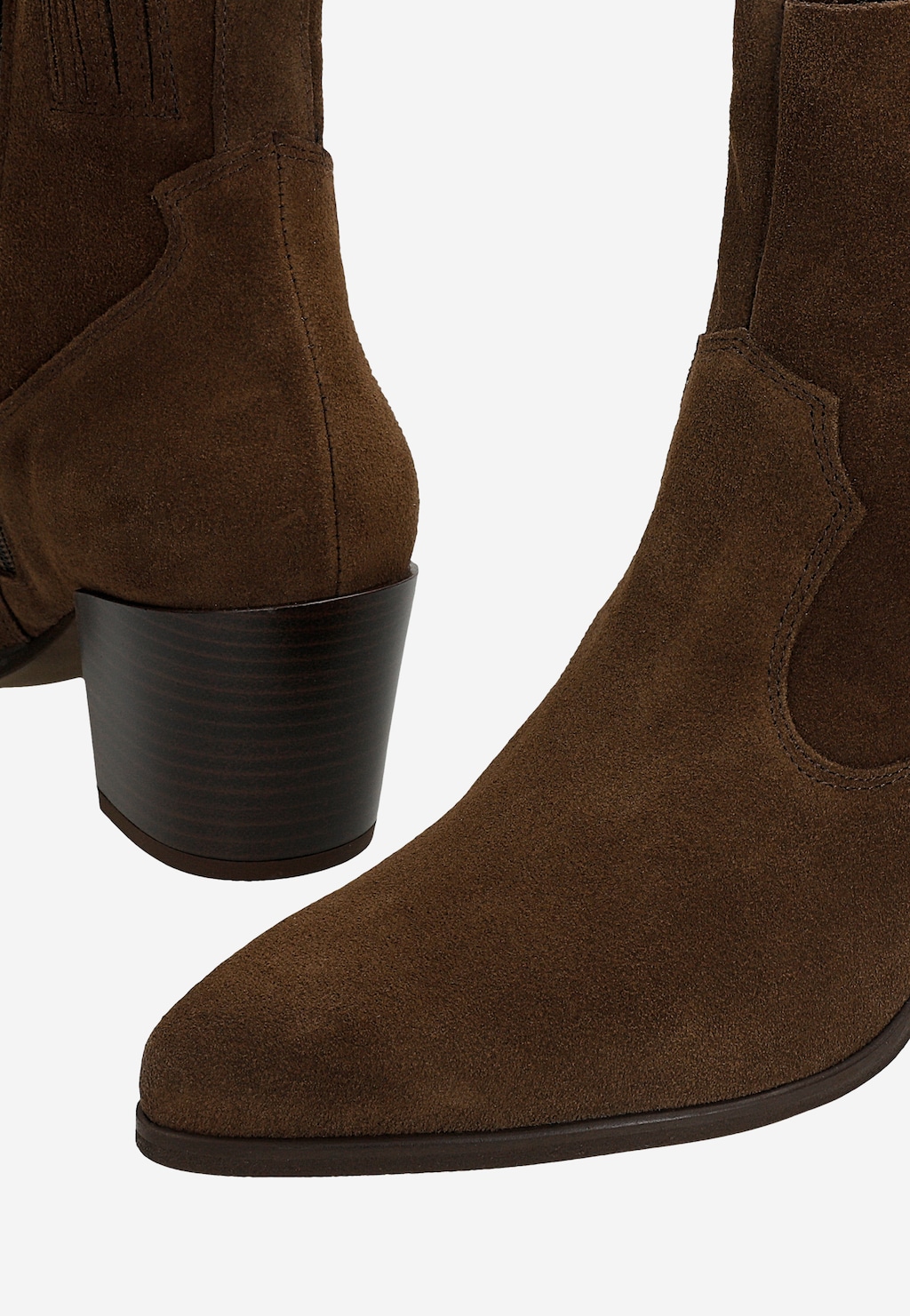 Niskie kowbojki czekoladowe z dwoiny welurowej 55148-62 Widok 6