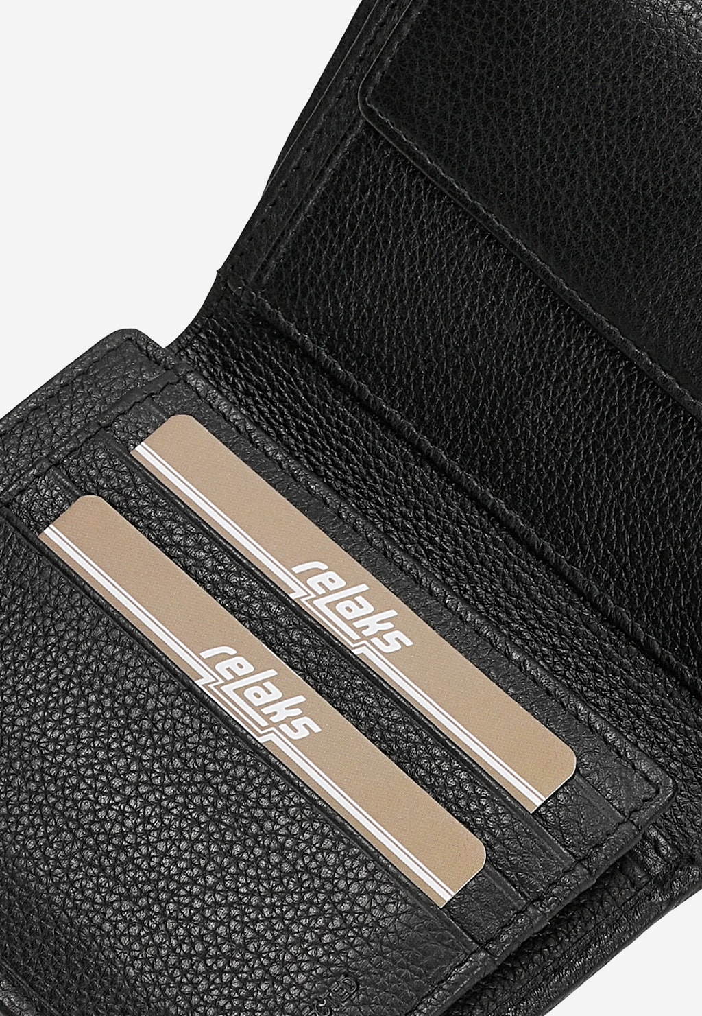 Czarny portfel RELAKS ze skórzanymi wstawkami R91004-51 Widok 7