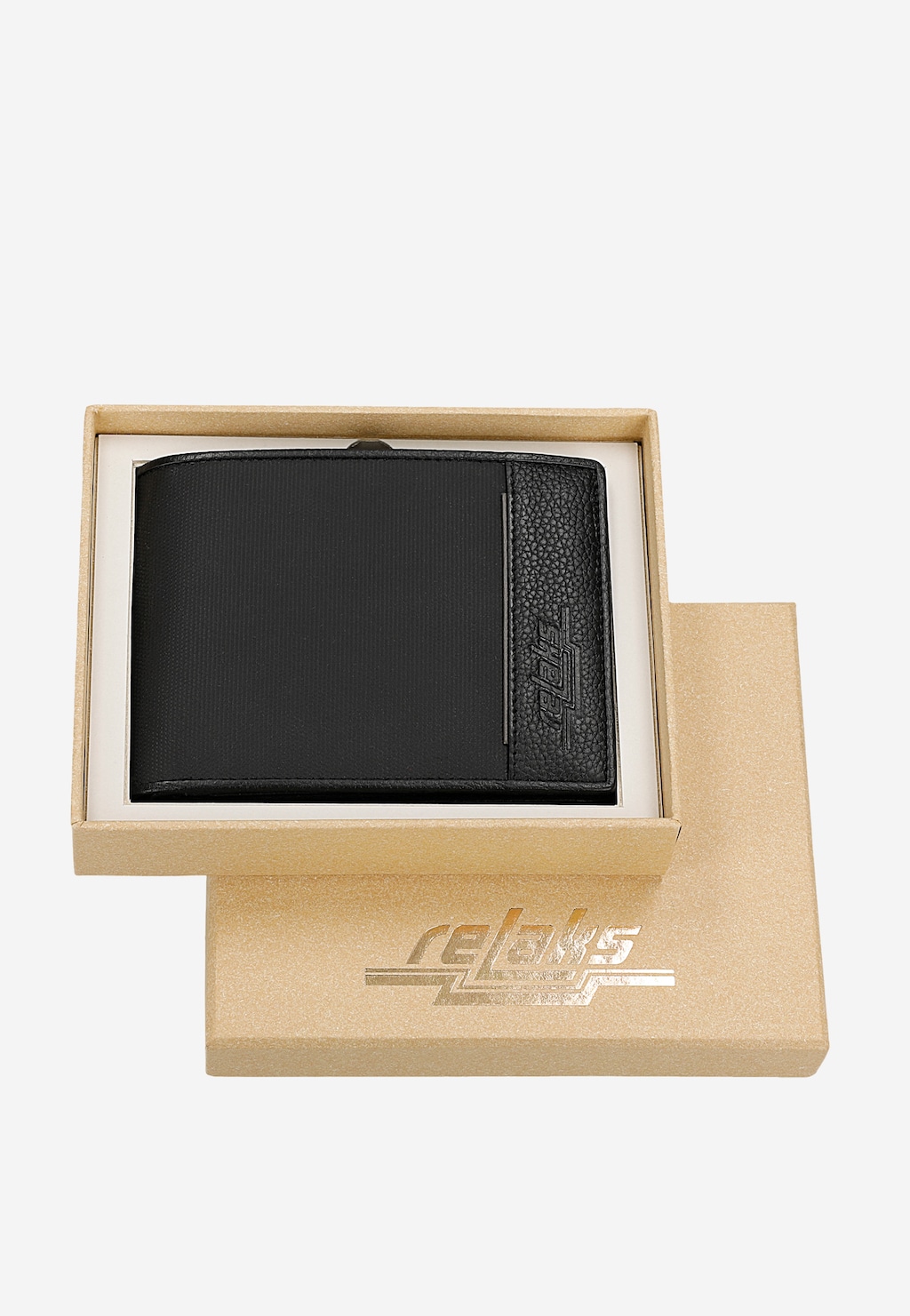 Czarny portfel RELAKS ze skórzanymi wstawkami R91004-51 Widok 1