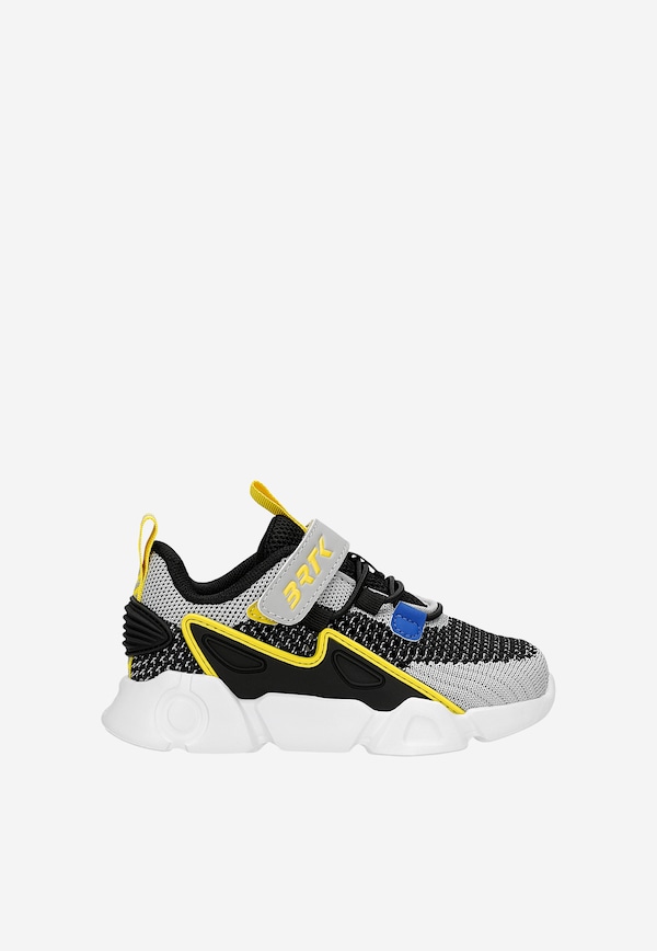 Czarno-szare siateczkowe sneakersy chłopięce z żółtymi elementami BARTEK 87007-18