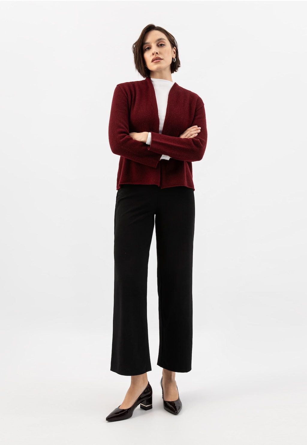 Bordové dámske lodičky na ozdobenom podpätku 35154-36 Widok 1