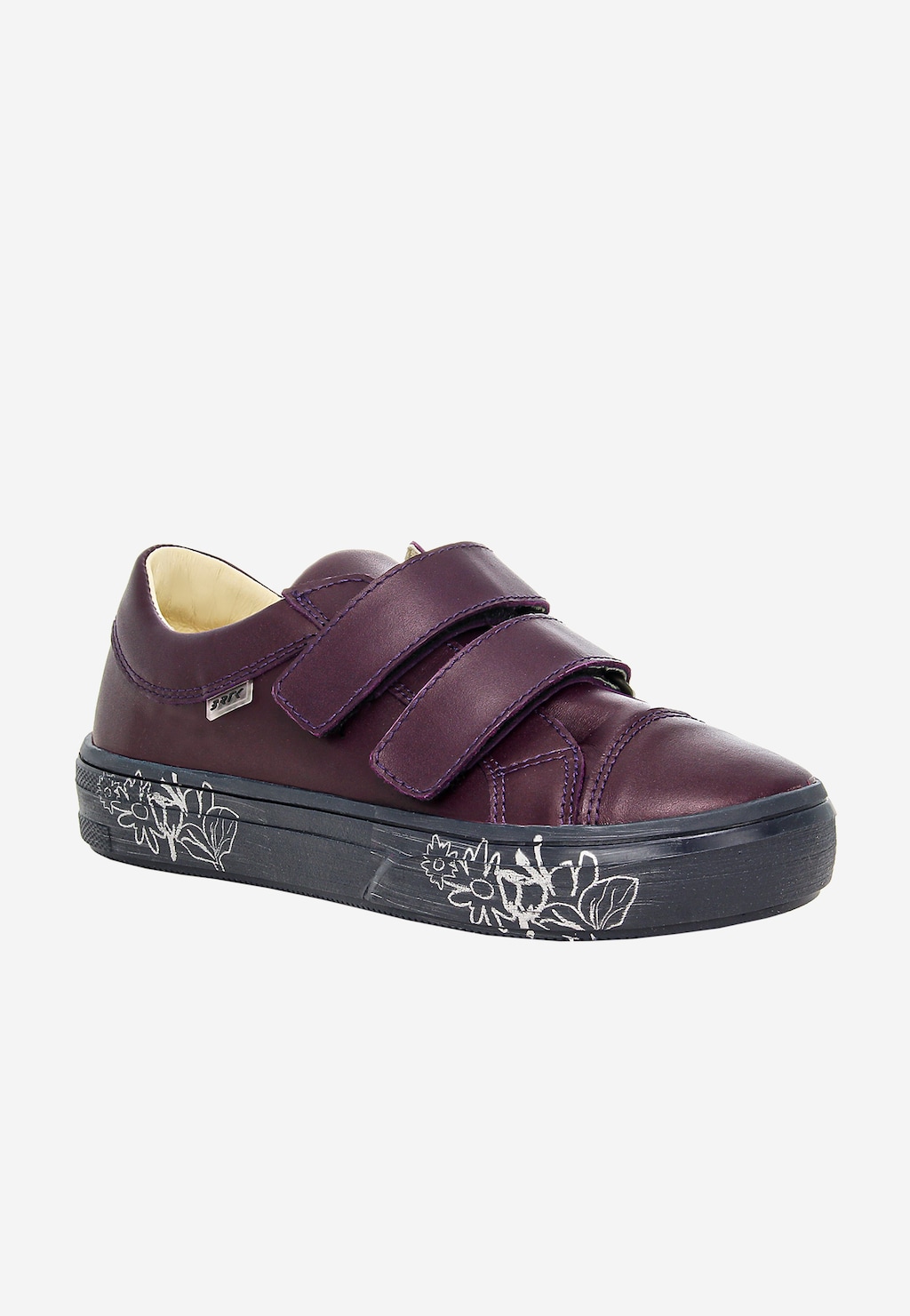 Fialové tenisky pro dívky s aplikací květů na podrážce BARTEK 18125-08 Widok 3