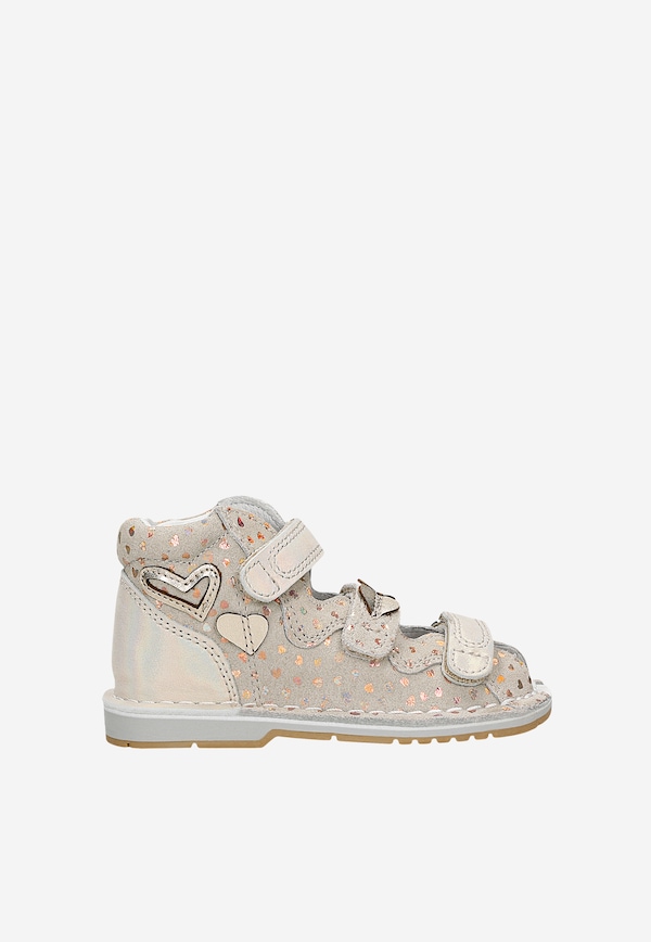 Uzatvorené sandále BARTEK, 85500-64, pre dievčatá, béžovo-zlaté