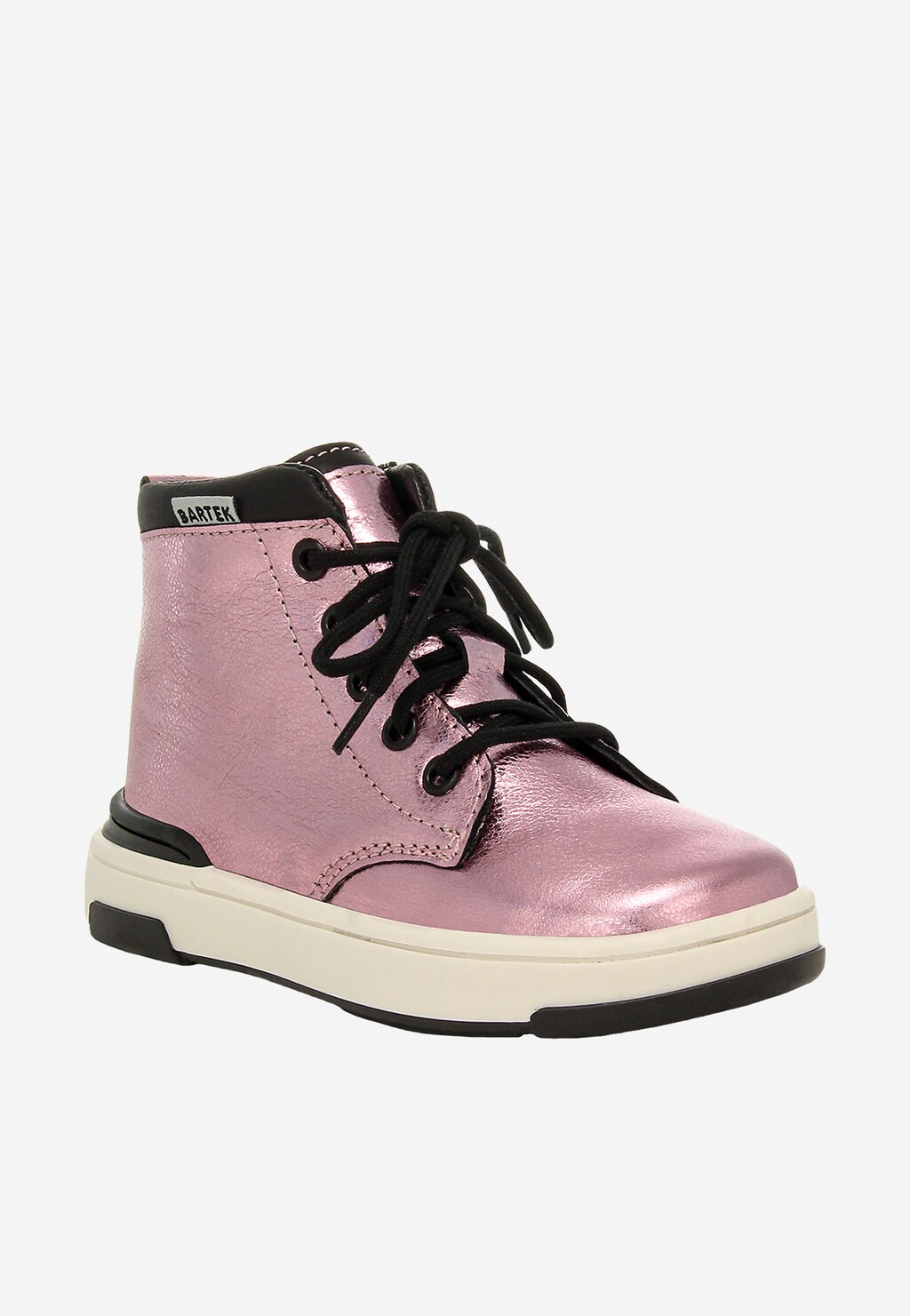 Dievčenské kotníkové topánky BARTEK v metalickej ružovej farbe Widok 3