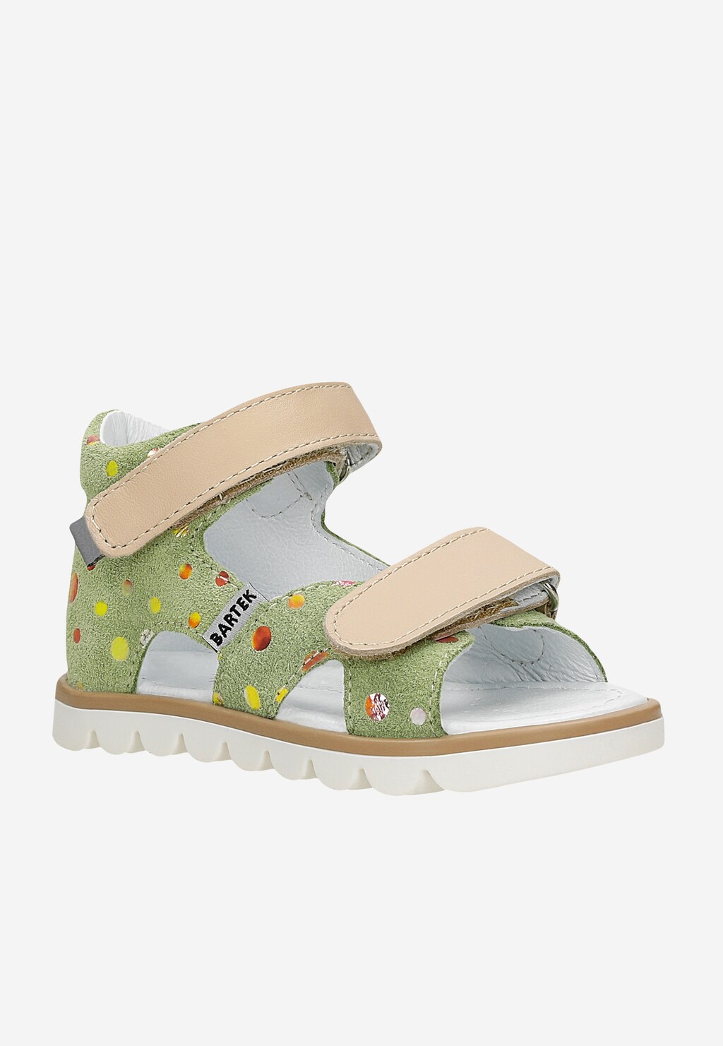 Zelené dívčí sandály BARTEK 11227018 s barevnými puntíky Widok 3