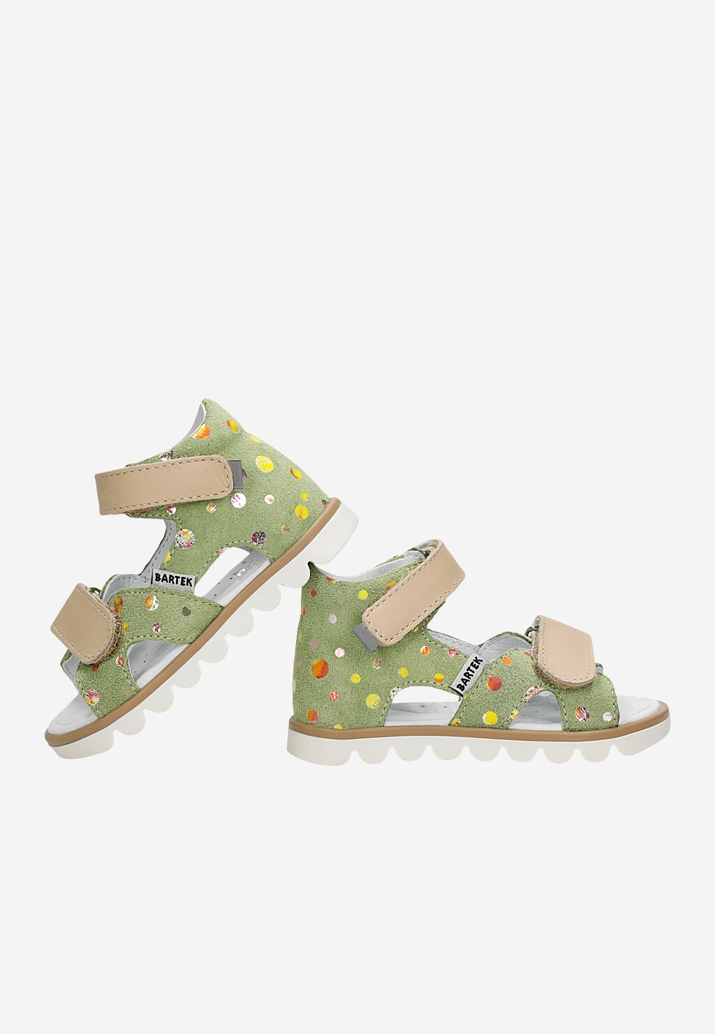 Zelené dívčí sandály BARTEK 11227018 s barevnými puntíky Widok 7